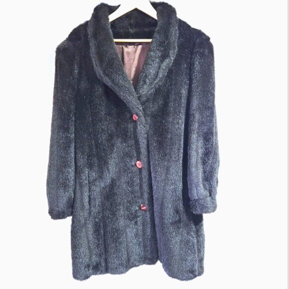 Vintage Sears Ultra Sable Modacrylic Coat Lined with Pockets Black or Dark Brown - Picture 1 of 16